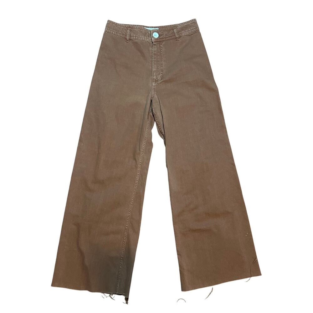Zara Woman Marine Straight Pants Khaki Tan High Rise Wide Leg ZW Collectionbl